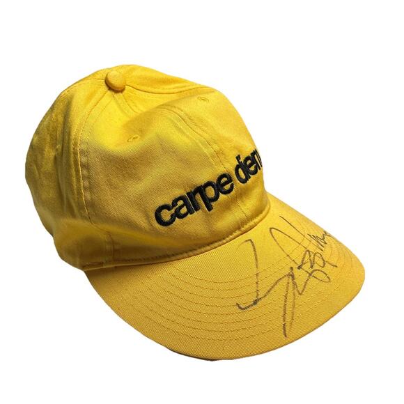 Lance Armstrong Signed Carpe Diem Livestrong Nike Hat Yellow Autograph Medium